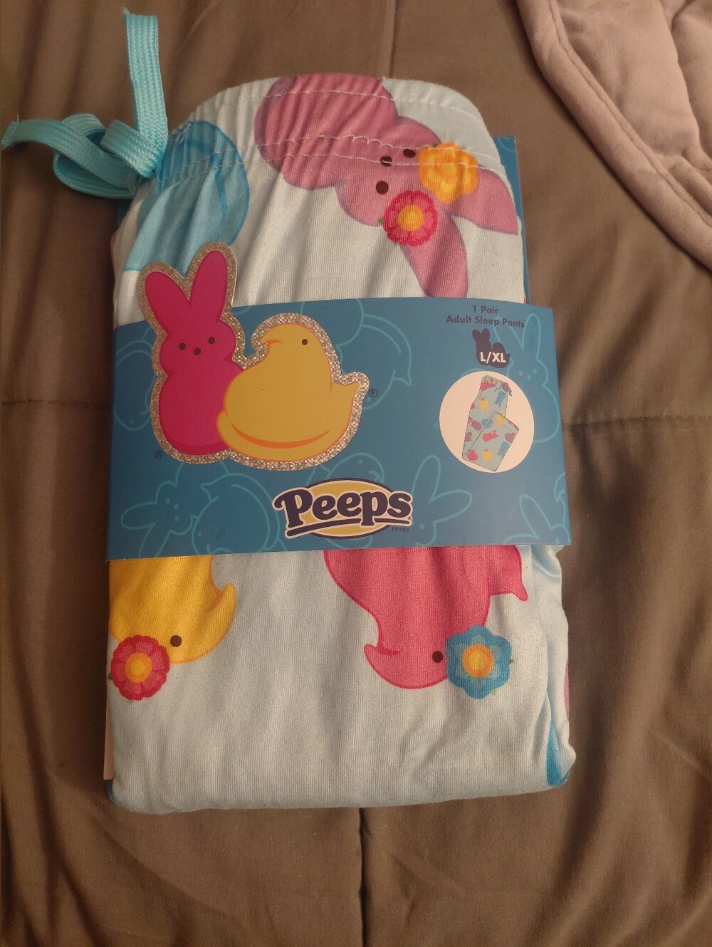 Peeps Women's Light Blue Bunny & Chick Sleep Pants - L/XL